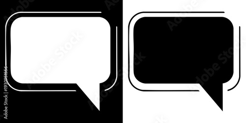 Black and white speech bubbles icons set for communication design