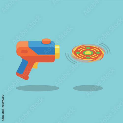 Toy gun shooting a spinning disc.