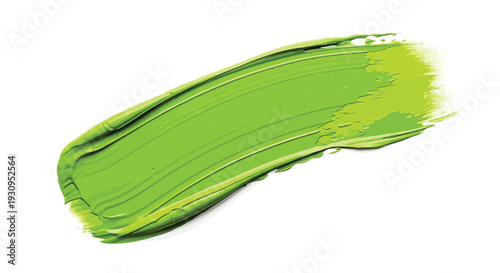 Vibrant lime green paint smear highlights intense pigment and smooth.