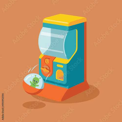 Vending Machine Dispensing Capsule Toy with Alien.