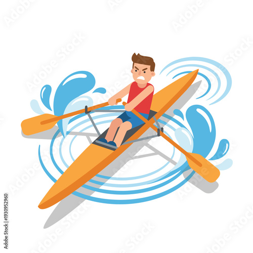 Man rowing a kayak on water.