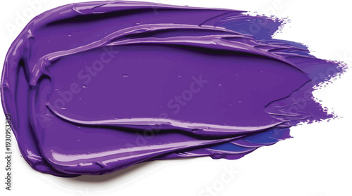 Vibrant deep purple paint or makeup texture streak isolated on white.