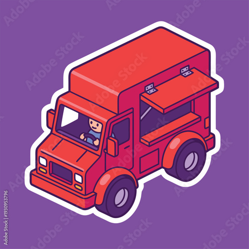 Red Food Truck Illustration.