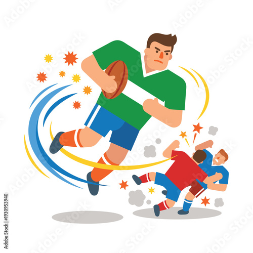 Rugby players in action during a game.