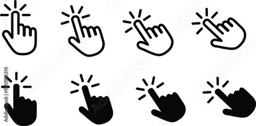 Hand Click Cursor Icon Set