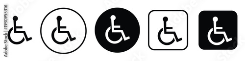 Handicapped Wheelchair Sign Icon Set