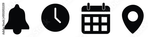 Notification Time Date Location Icon Set