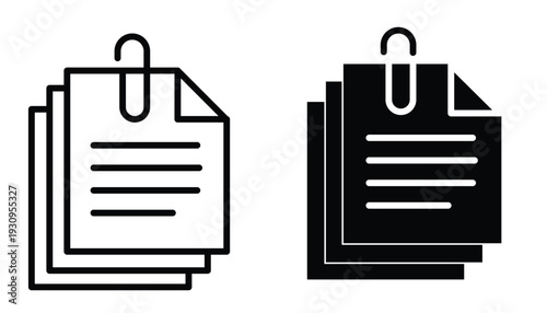document icon stacked sheets clipped paperclip ui symbol