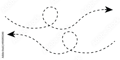 Long Squiggle Dashed Arrow Line Vector