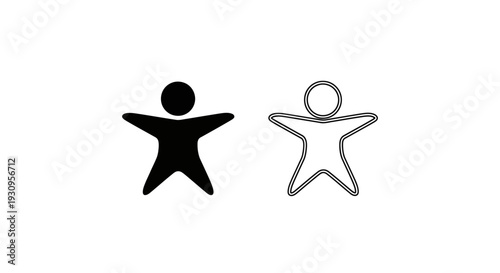 Minimalist line art of two people standing together, one black and one white Vector