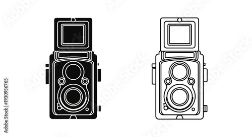 Vintage camera design, retro photography equipment, classic camera illustration Vector