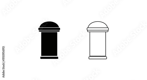 Two black and white trash bins with lids, vector illustration, simple design, clean look Vector