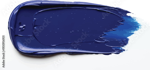 Rich navy blue cosmetic paste forms a thick, glossy streak across a white.