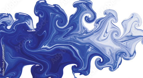 Dynamic blue fluid simulation creates abstract swirling patterns against.