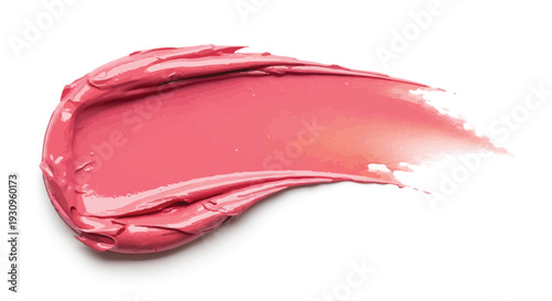 Deep rose pink lip color stroke displays creamy consistency upon.