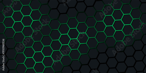 Dark red and blue hexagon abstract technology background with red and blue colored bright flashes under hexagon. Hexagonal gaming vector abstract tech background.