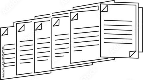 Abstract Minimalist Vector Illustration of Multiple Stacked Paper Documents Representing Digital File Organization Data Management Workflow Processing and Paperless Office Archive Solutions