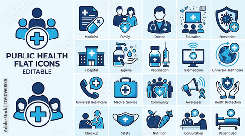 Public Health Icons Set: Flat Design