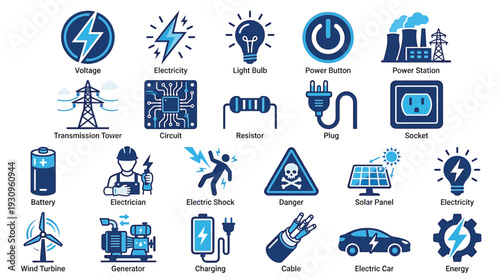 Electricity and Energy Icons Set