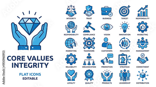Core Values Integrity Flat Icons