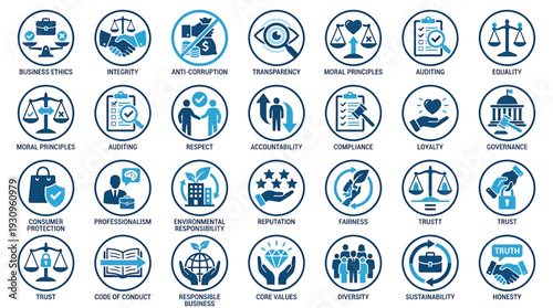 Law and Justice Line Icon Set