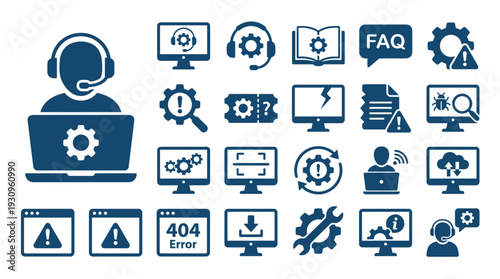 Tech Support and Error Icons Set