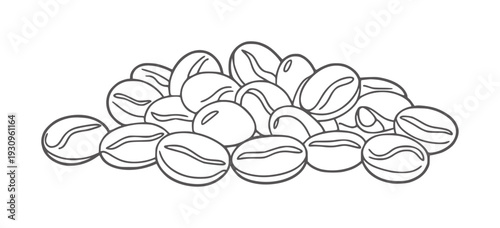 Black and white line of a pile of coffee beans