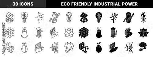 Hybrid energy and ecology concept symbols merging industrial power grids with organic growth sustainable technology and renewable resource management