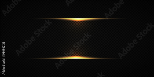 Glowing Golden Star Light Effect with Sparkle Rays and Lens Flare Illumination on Transparent Background