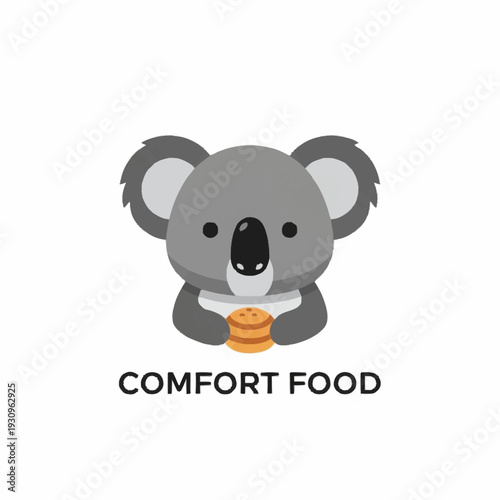 Cute Koala Character Enjoying Delicious Comfort Food.