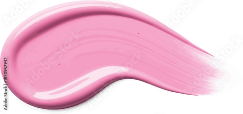 Bright pink glossy lipstick smear curves elegantly across a clean white.
