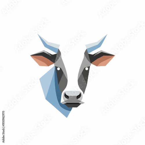 Geometric Cow Head Abstract Art Design.