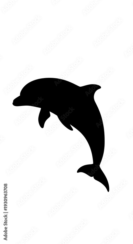 Fototapeta premium Black silhouette of a jumping dolphin.