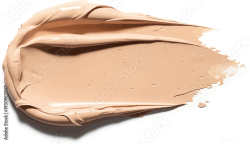 Cream foundation makeup swatch smeared artistically across a clean white.