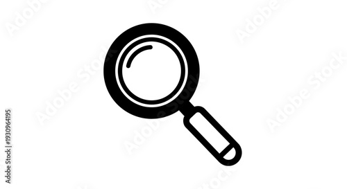 An isolated optical magnifying glass tool with a black handle and zoom lens sits on a white background as a symbol for search, discovery, and exploration