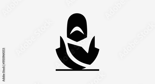 Vector illustration of a black and white abstract background featuring a 3d skull mask silhouette with a smiley face and alien eye design