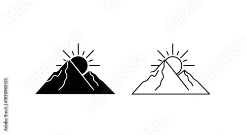 Sunrise over mountain peak, sun rising over mountain top, sunrise mountain landscape Vector
