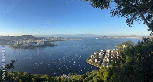 Photos Panoramic view of Guanabara Bay with boats and sailing vessels seen from Sugarloaf Mountain in Rio de Janeiro, Brazil