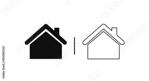 Modern house icon design with black and white color scheme Vector