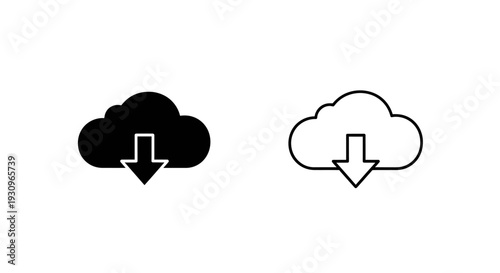 Download cloud icon set, vector cloud download symbol, internet cloud arrow icon Vector