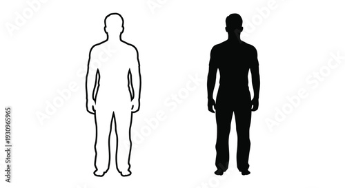 Two male figures one white outline and one black a striking silhouette