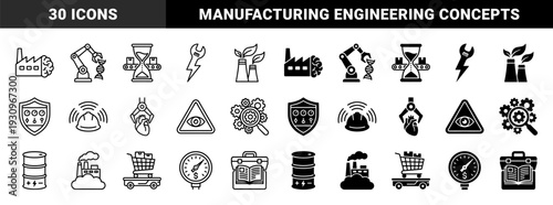 Industrial hybrid symbols merging manufacturing elements with organic life and data including brain factory robotic dna and heart claw machinery