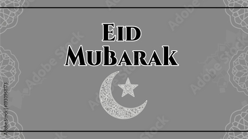 Celebrating Eid Mubarak with crescent moon and star in a festive illustration