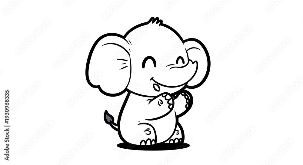 Fototapeta premium Cute cartoon elephant with a smile.