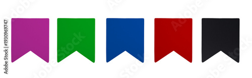 Free Download Colorful paper flag banner set in vibrant shades isolated on transparent background for organization and categorization concept - GFXLoad