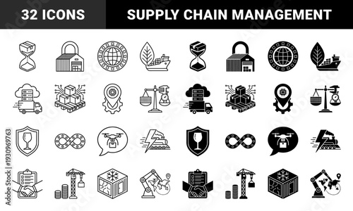 Hybrid logistics and supply chain management symbols merging industrial transport elements with digital tracking and global distribution concepts for modern commerce