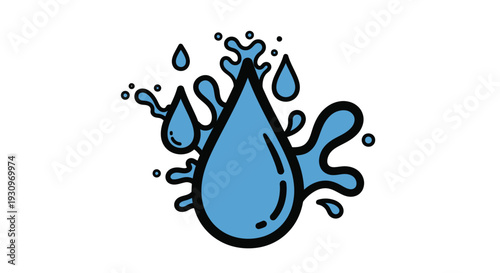 Abstract splash of water droplets dynamic and fluid a bold silhouette