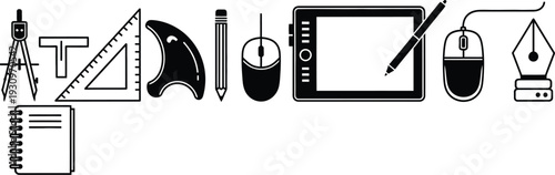 Design tools evolution from traditional to digital vector set