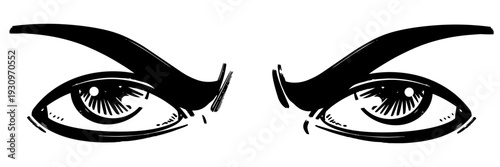 Angry Woman Eyes Illustration, Intense Female Stare Vector Art
