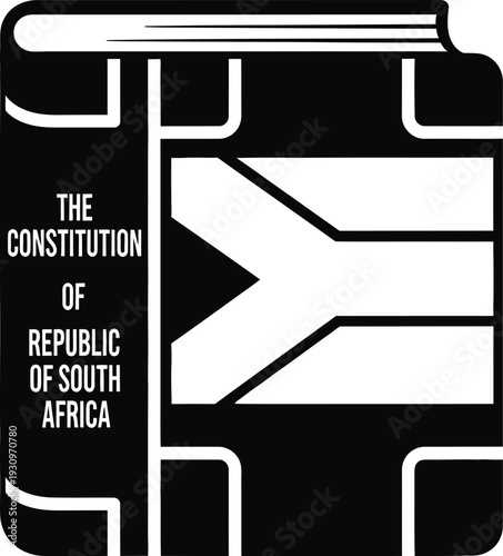 Constitution book vector icon with South African flag colors
